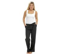 Tom Franks Ladies Linen Blend Full Length Summer Beach Holiday Trousers with Ribbed Back (18, Black)