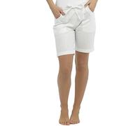 Tom Franks Ladies White Linen Blend Mid Length Shorts Size 14