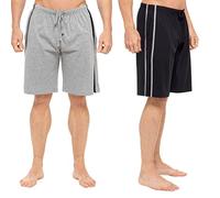 Tom Franks Mens 2 Pack Jersey Lounge Shorts Pyjamas PJ Bottoms Nightwear Soft Cotton Blend (M, Black)