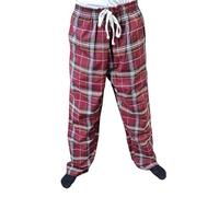 Tom Franks Men's Check Cotton Pyjama Bottoms Lounge Wear (L, RED)
