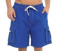 Tom Franks Mens Contrasting Summer Beach Swim Pool Shorts with Inside Mesh Liner - Blue - L