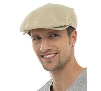Tom Franks Mens Cotton Linen Lightweight Vintage Style Flat Cap (L/XL) Beige