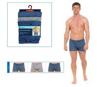 Tom Franks Men's Patterned Jersey Boxer Shorts (3 Pairs) in Blue | Size: Medium Tom Franks Blue M