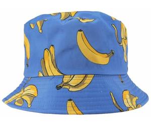Tom Franks Mens Reversible Printed Bucket Sun Hat in Bananas Blue, Size: Medium-Large