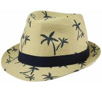 Tom Franks Mens Straw Trilby Sun Hat in Natural Palms, size: Medium-Large