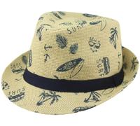 Tom Franks Mens Straw Trilby Sun Hat in Natural Surf, size: Large-XL