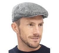 Tom Franks Mens Traditional Flat Cap Black White L/XL