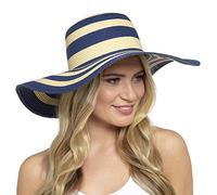 Tom Franks New Ladies Striped Wide Brim Floppy Sun HAT
