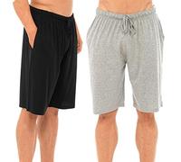Tom Franks Twin Pack Cotton Jersey Lounge Shorts (Light Grey Marl/Black, XX-Large)
