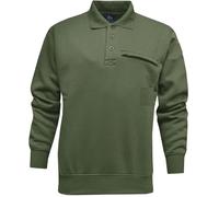 Tom Hagan MEN'S SWETSHIRT 3 BUTTON PLACKET WITH COLLAR AND ZIP POCKET ELASTICATED CUFFS AND WAISTBAND (OLIVE, 6X-LARGE)