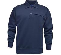 TOM HAGAN MEN'S SWETSHIRT 3 BUTTON PLACKET WITH COLLAR AND ZIP POCKET ELASTICATED CUFFS AND WAISTBAND (NAVY, MEDIUM)