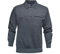 TOM HAGAN Men's SWETSHIRT 3 Button Placket with Collar and Zip Pocket Elasticated Cuffs and Waistband (Charcoal, XX-Large)