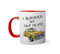 Tom I Survived My Trip to NYC Red Coloured Inside with Matching Handle Mug 330ml