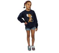 Tom & Jerry Girl's Angry Mouse Cotton Sweatshirt in Navy | Size: 5-6 Years Tom & Jerry Navy 5-6 Years