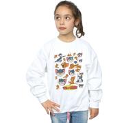 Tom & Jerry Girl's Many Faces Sweatshirt in White | Size: 3-4 Years Tom & Jerry White 3-4 Years