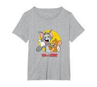 Tom & Jerry Thumbs Up Cartoon Animation Sabotage PAPL2320 T-Shirt, Women's Plus, Heather Grey, 6X