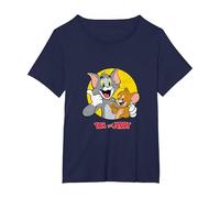 Tom & Jerry Thumbs Up Cartoon Animation Sabotage PAPL2320 T-Shirt, Women's Plus, Navy Blue, 3X