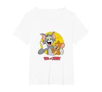 Tom & Jerry Thumbs Up Cartoon Animation Sabotage PAPL2320 T-Shirt, Women's Plus, White, 3X