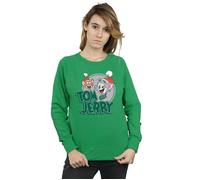 Tom & Jerry Women's Christmas Greetings Sweatshirt in Green | Size: Small Tom & Jerry Green S