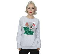 Tom & Jerry Women's Christmas Greetings Sweatshirt in Grey | Size: Small Tom & Jerry Grey S
