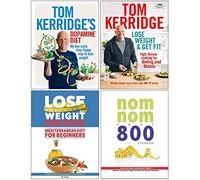 Tom Kerridge's Dopamine Diet [Hardcover], Lose Weight & Get Fit [Hardcover], Mediterranean Diet For Beginners, Nom Nom Fast 800 Cookbook 4 Books Collection Set