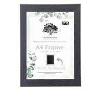 Tom Morgan Pictures A4 (29.7cm x 21cm) Photo Frame with A5 Mount, Black, Freestanding & Wall Hanging Modern Picture Frame