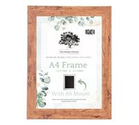 Tom Morgan Pictures A4 (29.7cm x 21cm) Photo Frame with A5 Mount, Rustic Brown, Freestanding & Wall Hanging Modern Picture Frame