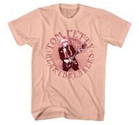 Tom Petty & The Heartbreakers Playing The Guitar Adult Peach Short Sleeve T Shirt Graphic Tees, Peach, Medium