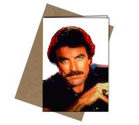 TOM SELLECK SEXY POSE IMAGE (WHITE BACKGROUND) - A5 GREETING CARD
