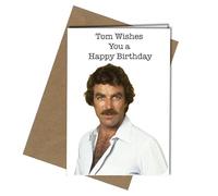 TOM SELLECK UNBUTTONED SHIRT - HAPPY BIRTHDAY - A5 GREETING CARD