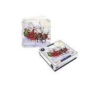 Tom Smith 10 Boxed Deluxe Square Christmas Cards Santa & Sleigh Design