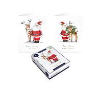 Tom Smith 20 Boxed Luxury Charity Christmas Cards 2 Santa & Reindeer Designs, 155 x 125mm