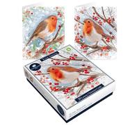 Tom Smith 20 Boxed Luxury Eco Friendly Christmas Cards 2 Festive Robin Designs