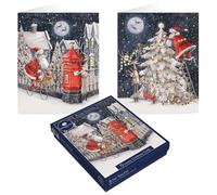 Tom Smith Boxed Christmas Cards Pack - 15 Luxury Xmas Cards with Envelopes and Seals - Festive Santa Xmas Tree & Postbox Designs - Recycled Eco Friendly Christmas Card Set