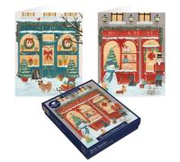 Tom Smith Boxed Christmas Cards Pack - 15 Luxury Xmas Cards with Envelopes and Seals - Festive Shopfront Designs - Recycled Eco Friendly Christmas Card Set