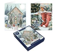 Tom Smith Boxed Christmas Cards Pack - 15 Luxury Xmas Cards with Envelopes and Seals - Seasonal Greenhouse and Garden Designs - Recycled Eco Friendly Christmas Card Set