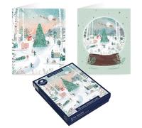 Tom Smith Boxed Christmas Cards Pack - 15 Luxury Xmas Cards with Envelopes and Seals - Seasonal Village and Snow Globe Designs - Recycled Eco Friendly Christmas Card Set