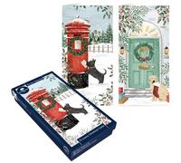 Tom Smith Boxed Christmas Cards Pack - 15 Luxury Xmas Cards with Envelopes and Seals - Slimline Dog Postbox & Front Door Designs - Recycled Eco Friendly Christmas Card Set