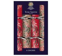 Tom Smith Christmas Crackers - Family Pack 8 Red & Kraft Xmas Foliage | 12.5" Plastic Free, Eco Friendly, 100% Recyclable Packaging, Party Hats & Gifts, Festive Table Decoration, Charity Crackers