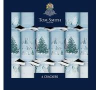 Tom Smith Christmas Crackers Pack 6 - Luxury Blue Arctic Animals Design - Traditional Xmas Crackers Gifts Hats Mottos & Snaps - Plastic Free Recyclable Eco Friendly