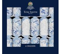 Tom Smith Christmas Crackers Pack 6 - Luxury Blue Winter Woodland Design - Traditional Xmas Crackers Gifts Hats Mottos & Snaps - Plastic Free Recyclable Eco Friendly