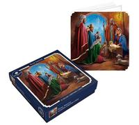 Tom Smith Deluxe Christmas Cards Pack - 10 Luxury Xmas Cards with Metallic Envelopes - Seasonal Nativity Design - Recycled Eco Friendly Square Christmas Card Set