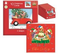 Tom Smith Giftmaker Pack 10 Square Christmas Cards 2 Festive Canine Christmas Designs 14cm