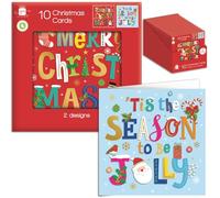 Tom Smith Giftmaker Pack 10 Square Christmas Cards 2 Festive Whimsical Typography Designs 14cm