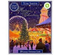 Tom Smith - Luxury Boxed City Scene - Christmas Cards Multipack, Stunning Christmas Night Scene - Christmas Card, Envelopes & Seal Sticker Set - Plastic Free Card Box With 20 Cards