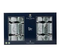 Tom Smith Luxury Christmas Crackers 8x14 Inch, Premium Traditional Silver Deluxe Festive Foliage Design Crackers for Family Christmas Dinner, Holiday Parties, Table Decorations & Seasonal Celebrations