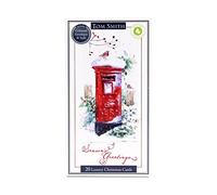 Tom Smith - Luxury Slim Postbox - Christmas Cards Multipack, Stunning Postbox Scene - Luxury Christmas Card, Envelopes & Seal Sticker Set - Plastic Free Card Box With 20 Cards
