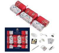 Tom Smith Pack 6 Eco Charity Christmas Crackers Red & White Foliage Seasons Greetings 33cm