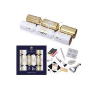 Tom Smith Pack 6 Eco Charity Christmas Crackers White & Gold Snowflake Design 33cm