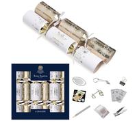 Tom Smith Pack 6 Eco Charity Christmas Crackers White & Gold Snowflake Design 33cm